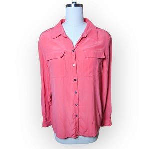 Two by Vince Camuto Utility Shirt. 100% Silk Blouse. Size Small. Salmon Pink